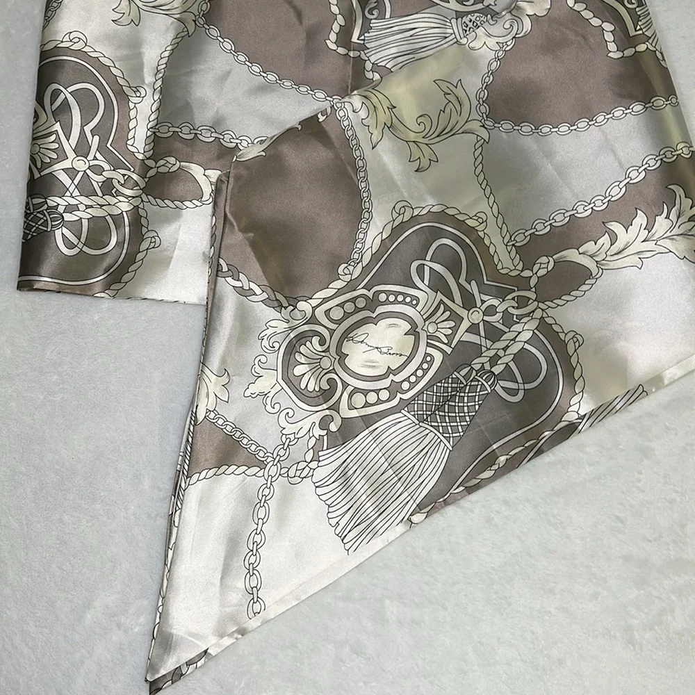 Dennis Basso Taupe Neutral Chain Scarf Wrap